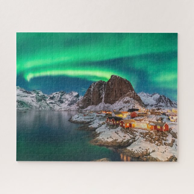 Puzzle Hielo y nieve | Luces boreales, Noruega (Horizontal)