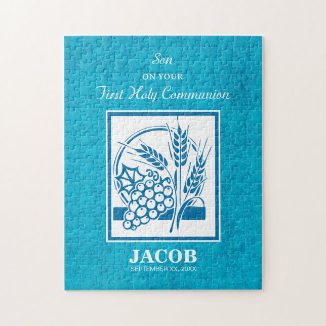 Puzzle Hijo, Primera Comunión, Trigo, Uvas Azules (Vertical)