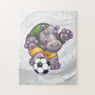 Puzzle Hipopótamo que juega a fútbol