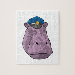 Puzzle Hippo como oficial de policía
