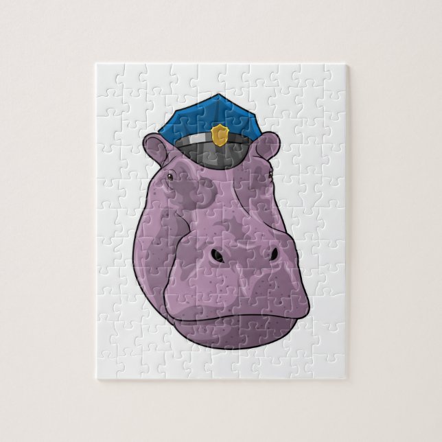 Puzzle Hippo como oficial de policía (Vertical)