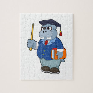 Puzzle Hippo como profesor con libro