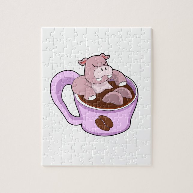 Puzzle Hippo con Copa de Café (Vertical)
