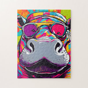 Puzzle Hippo con gafas de sol arte pop