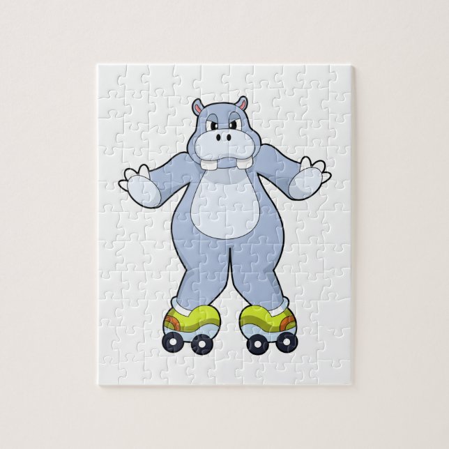Puzzle Hippo con patines de patines (Vertical)