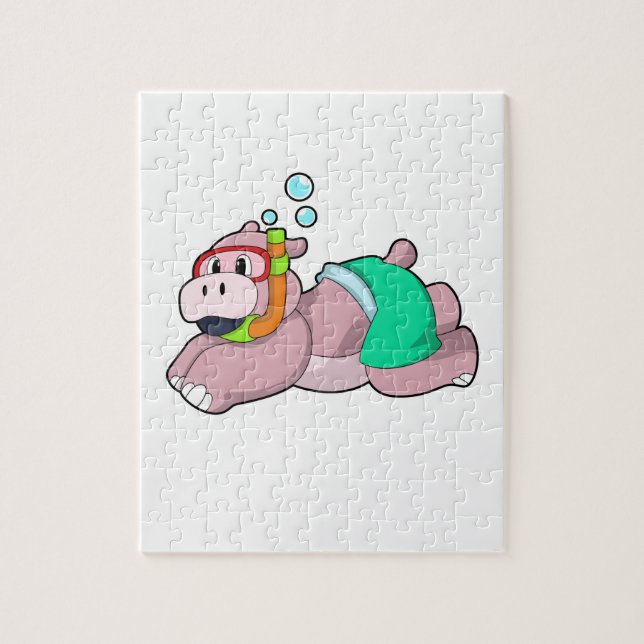 Puzzle Hippo en el submarinismo con Snorkel (Vertical)