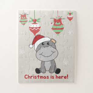 Puzzle Hippo Feliz Navidad Animales de Invierno Hippos Ji