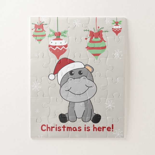 Puzzle Hippo Feliz Navidad Animales de Invierno Hippos Ji (Vertical)