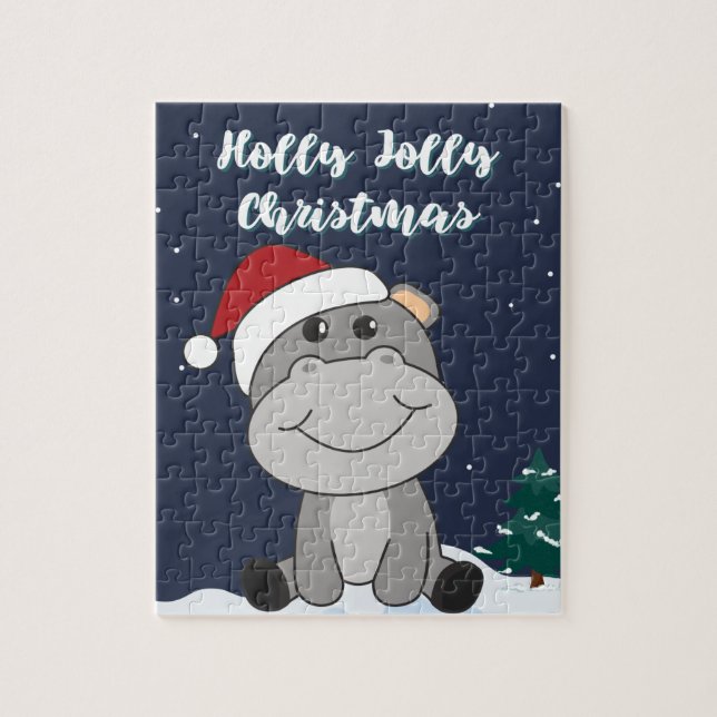 Puzzle Hippo Feliz Navidad Animales de Invierno Hippos Ji (Vertical)