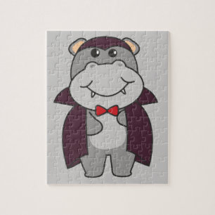 Puzzle Hippo Halloween Cute Diablo Vampiro Disfraz Jigsaw