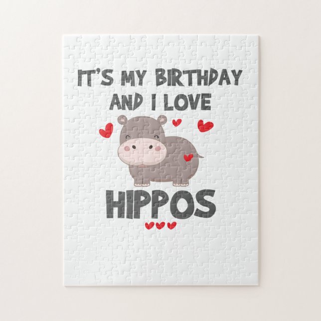 Puzzle Hippo Lover Es Mi Cumpleaños y Amo Hippos (Vertical)