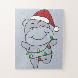 Puzzle Hippo Navidades Animales de Invierno Hippos Jigsaw