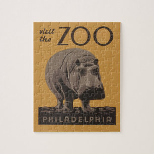 Puzzle Hippopótamo vintage hippo zoo poster wpa