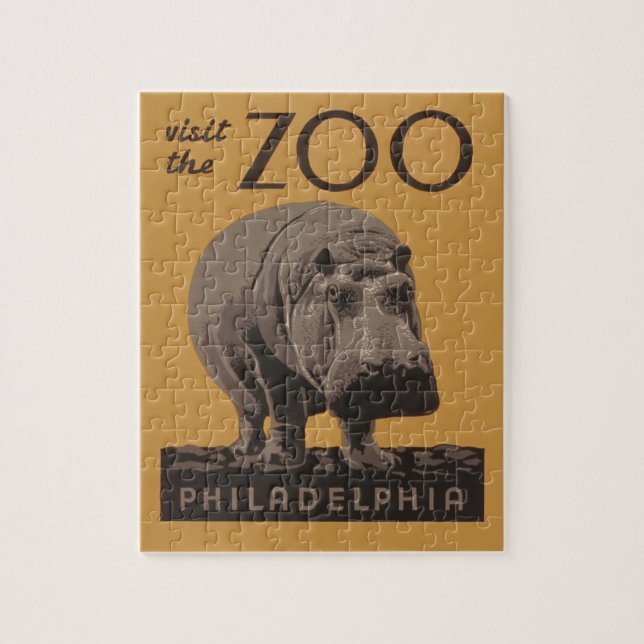 Puzzle Hippopótamo vintage hippo zoo poster wpa (Vertical)