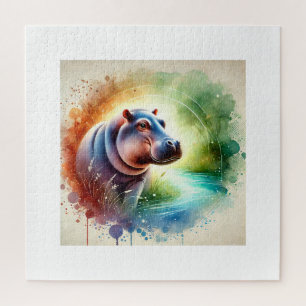 Puzzle Hippopotamus Harmony 070724AREF126 - Watercolor