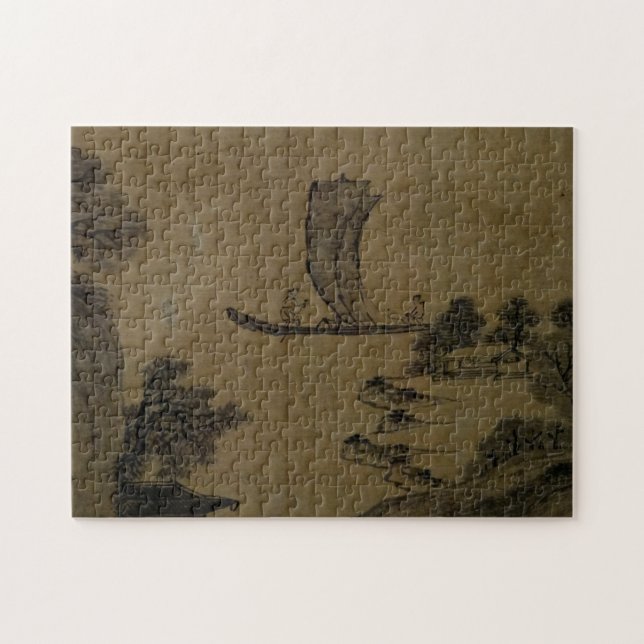 Puzzle Historia del arte (Asia): Barco de vela en el río (Horizontal)