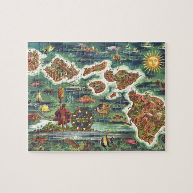 Puzzle Histórico mapa de las antiguas islas de Hawái (Horizontal)