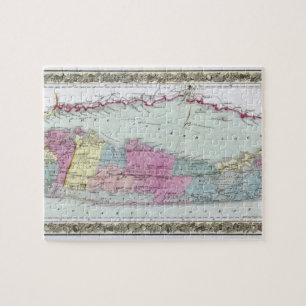 Puzzle Histórico mapa de viajeros 1855-1857 de Long Isla