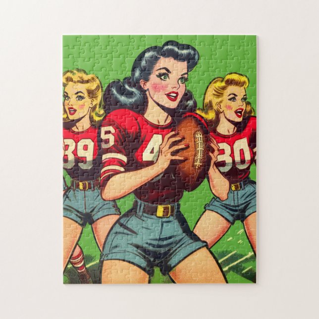 Puzzle Historietas de Chicas de fútbol retro (Vertical)