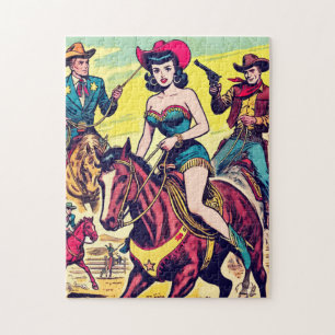 Puzzle Historietas occidentales del país retro