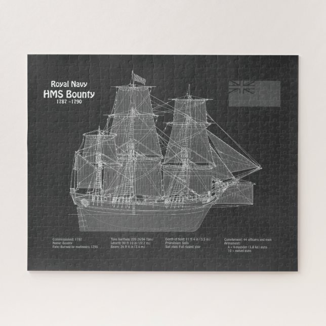 Puzzle HMS Bounty - Planes de Blueprint del buque PD (Horizontal)