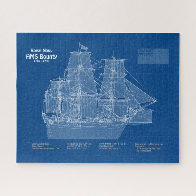Puzzle HMS Bounty - Planes de trazado de buques ABD (Horizontal)