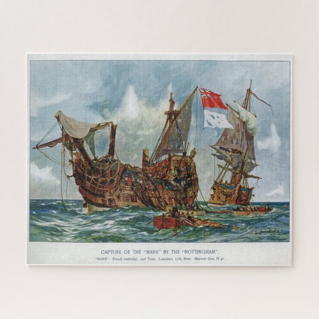 Puzzle HMS Nottingham y buque de guerra Mars 1703 (Horizontal)