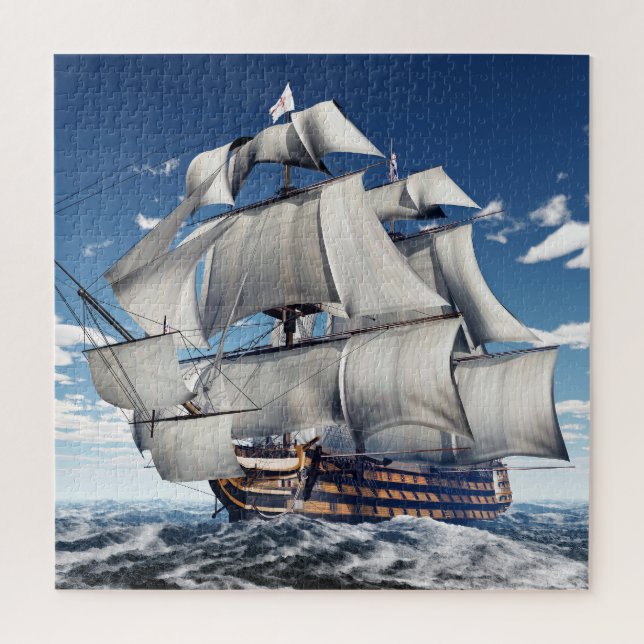 Puzzle HMS Victory, ilustracion 3D generado por computado (Vertical)