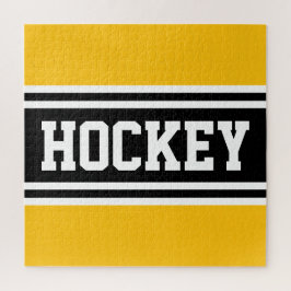 Puzzle HOCKEY Rayas de Carreras blanca amarilla y brillan