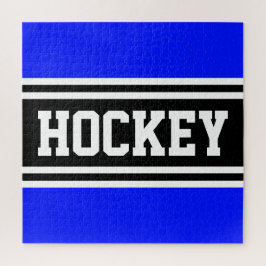 Puzzle HOCKEY Rayas de Carreras blanca azul brillante