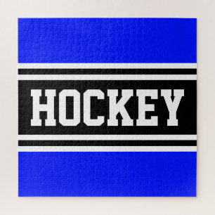 Puzzle HOCKEY Rayas de Carreras blanca azul brillante