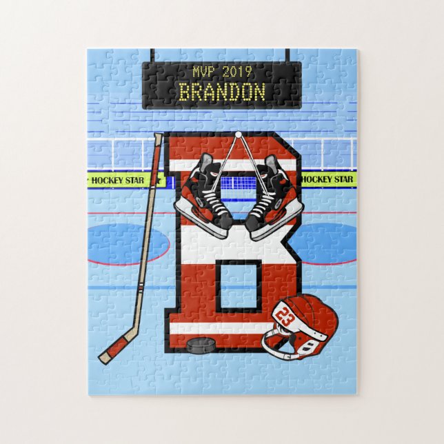 Puzzle Hockey sobre hielo B inicial personalizado (Vertical)