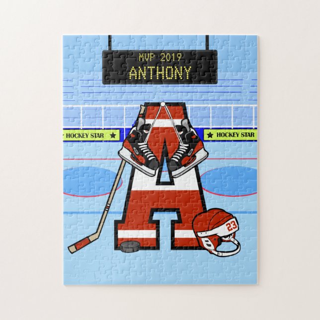 Puzzle Hockey sobre hielo inicial personalizado (Vertical)