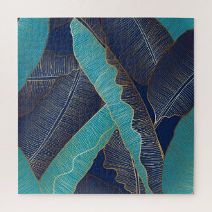 Puzzle Hoja de Banana Dorada: Patrón de Lujo.