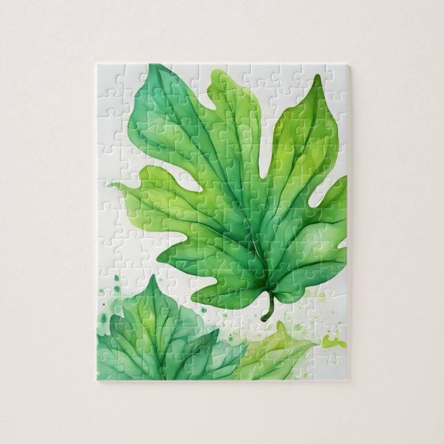 Puzzle Hoja de color de agua verde (Vertical)