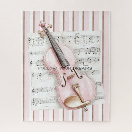 Puzzle Hoja de música de violín rosa