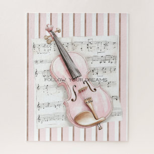 Puzzle Hoja de música de violín rosa