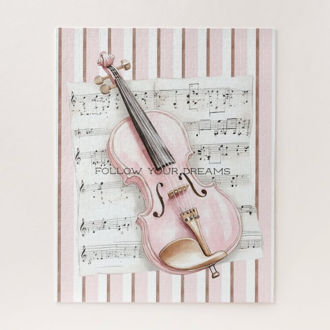 Puzzle Hoja de música de violín rosa (Vertical)