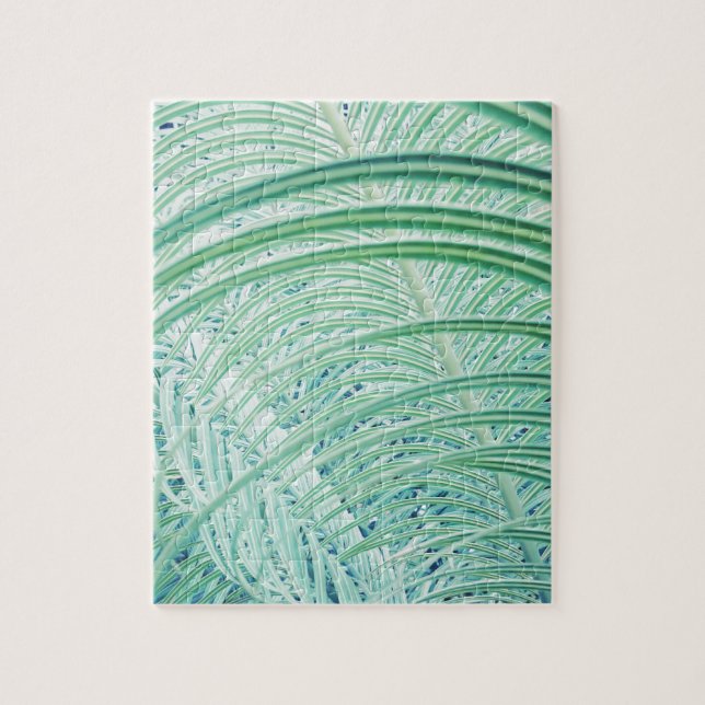 Puzzle Hoja de palma de planta verde suave (Vertical)