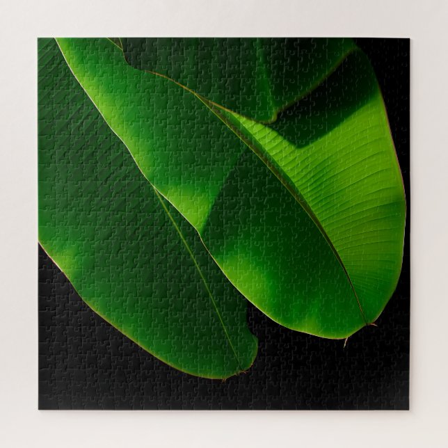 Puzzle Hoja de plátano verde vibrante tropical primer pla (Vertical)