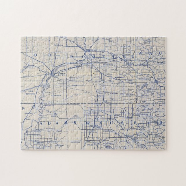 Puzzle Hoja de ruta para bicicletas de Wisconsin 2 (Horizontal)