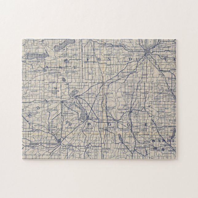Puzzle Hoja de ruta para bicicletas de Wisconsin 4 (Horizontal)