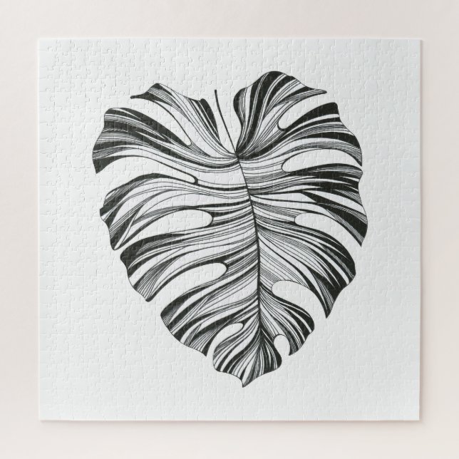 Puzzle Hoja Monstera: Elemento Natural Tropical. (Vertical)