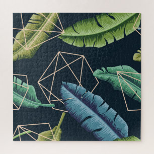 Puzzle Hojas Abstractas: Línea Polígona Sin Margen.