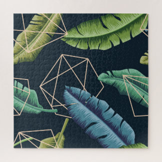 Puzzle Hojas Abstractas: Línea Polígona Sin Margen.