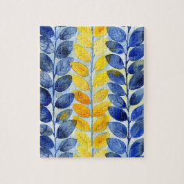 Puzzle Hojas amarillas y azules