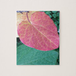 Puzzle Hojas cardíacas de verde rojo amarillo -