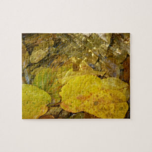Puzzle Hojas de abedul amarillo en arroyo