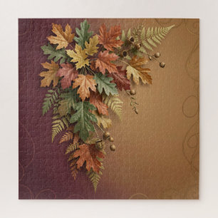 Puzzle Hojas de Arce de Otoño Botánico Elegante en Cascad