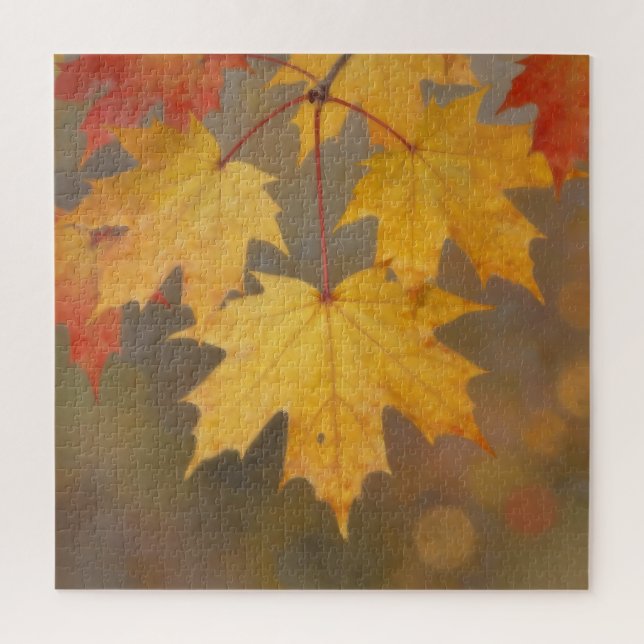 Puzzle Hojas de Arce de Otoño Dorado (Vertical)